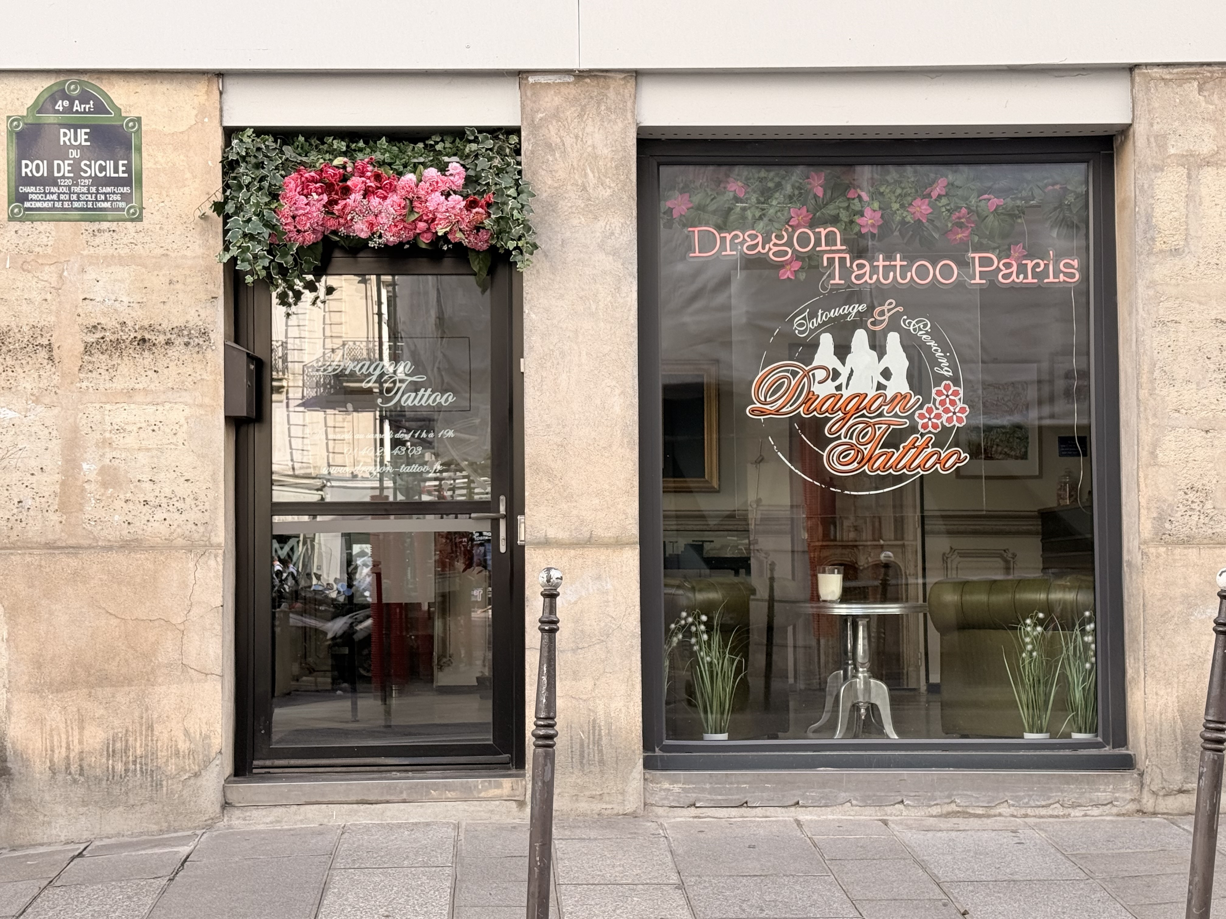 Dragon & Tattoo storefront in Le Marais
