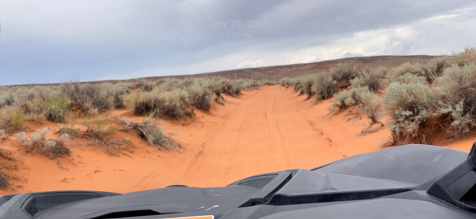 POV from UTV driving through desert terrain in Los Cabos